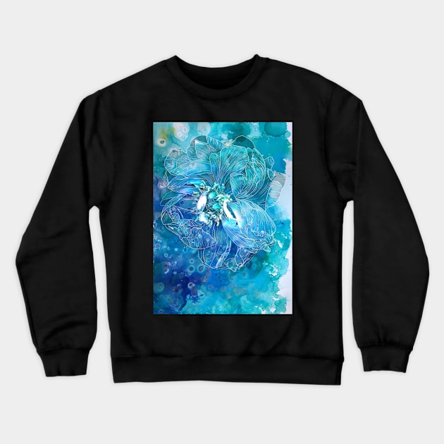 Light blue Peony Flower Crewneck Sweatshirt by JessKingArtist